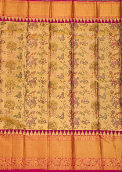 Gold Zariwork Pure Silk Saree-Koskii
