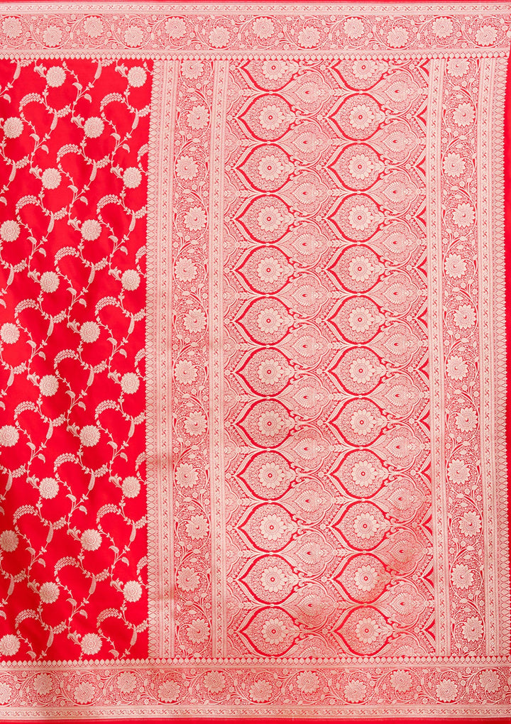 Red Zariwork (Silver) Art Silk Saree