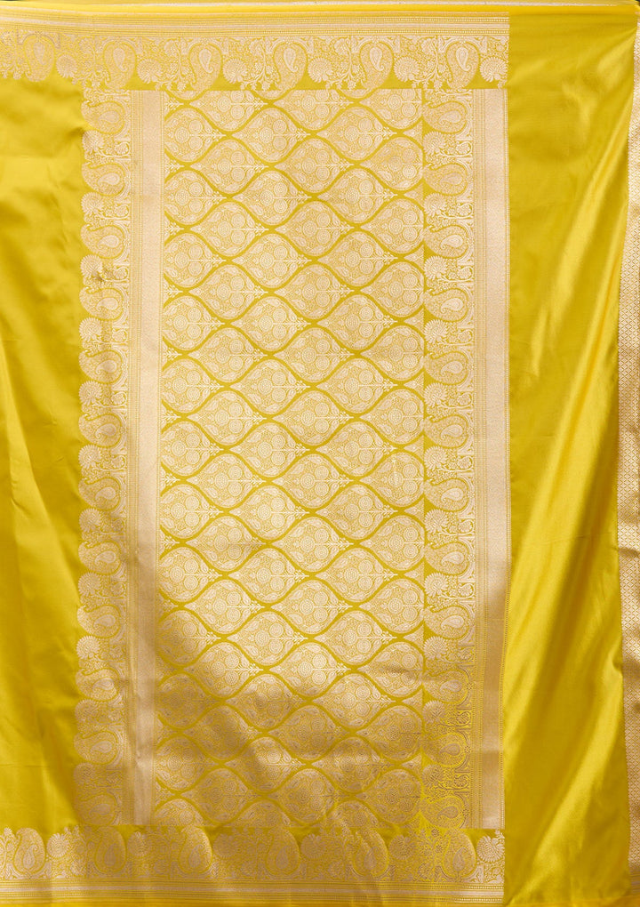 Mustard Zariwork (Gold) Satin  Silk_Saree-Koskii