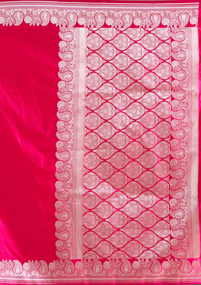 Rani Pink Zariwork (Gold) Banarasi Silk Saree-koskii