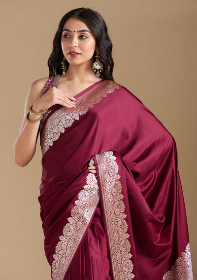 Maroon Zariwork (Gold) Banarasi Silk Saree-koskii