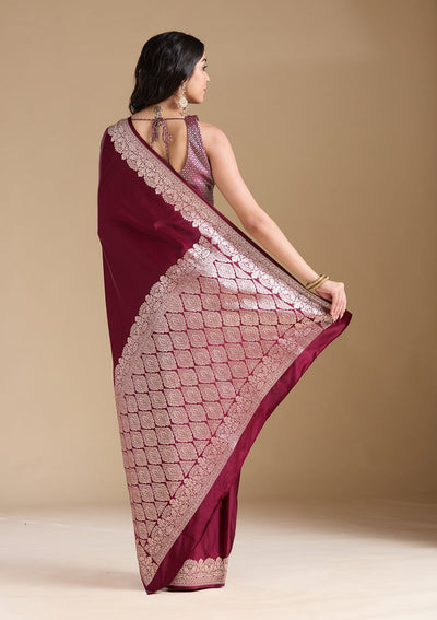 Maroon Zariwork (Gold) Banarasi Silk Saree-koskii