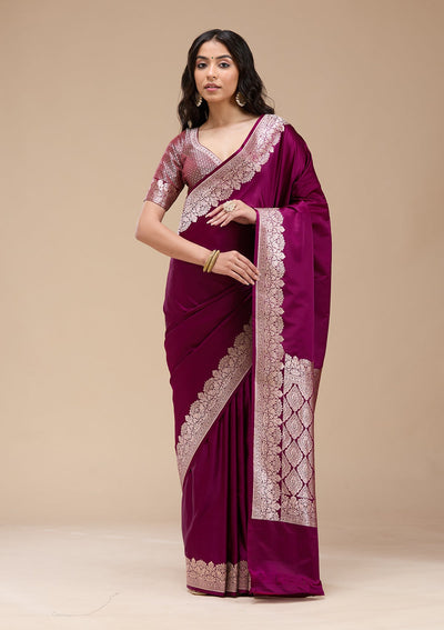 Peacock Blue Zariwork (Gold) Banarasi Silk Saree-koskii