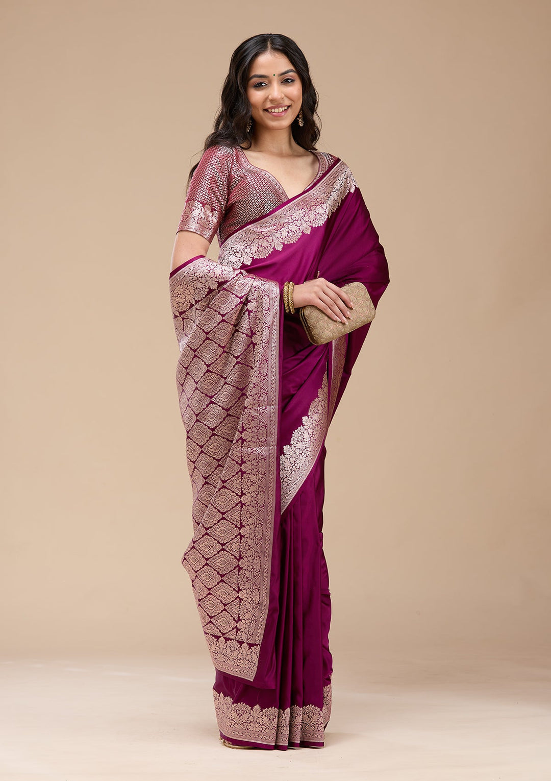 Peacock Blue Zariwork (Gold) Banarasi Silk Saree-koskii