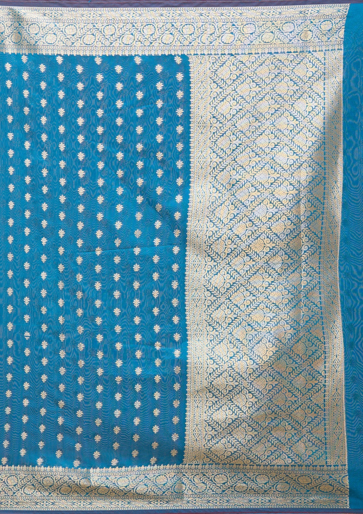 Navy Blue Zariwork (Gold) Banarasi Silk Saree-koskii