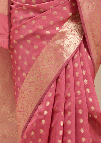 Onion Pink Banarasi Silk Saree-koskii