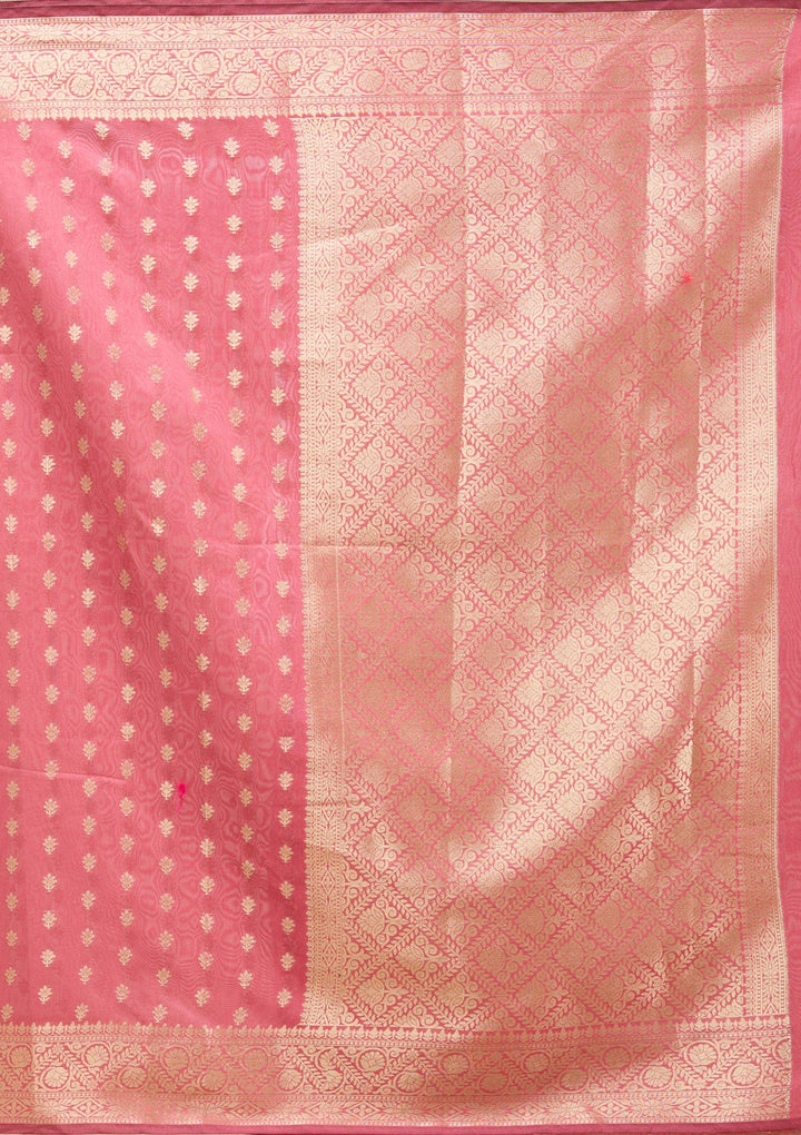 Onion Pink Banarasi Silk Saree-koskii