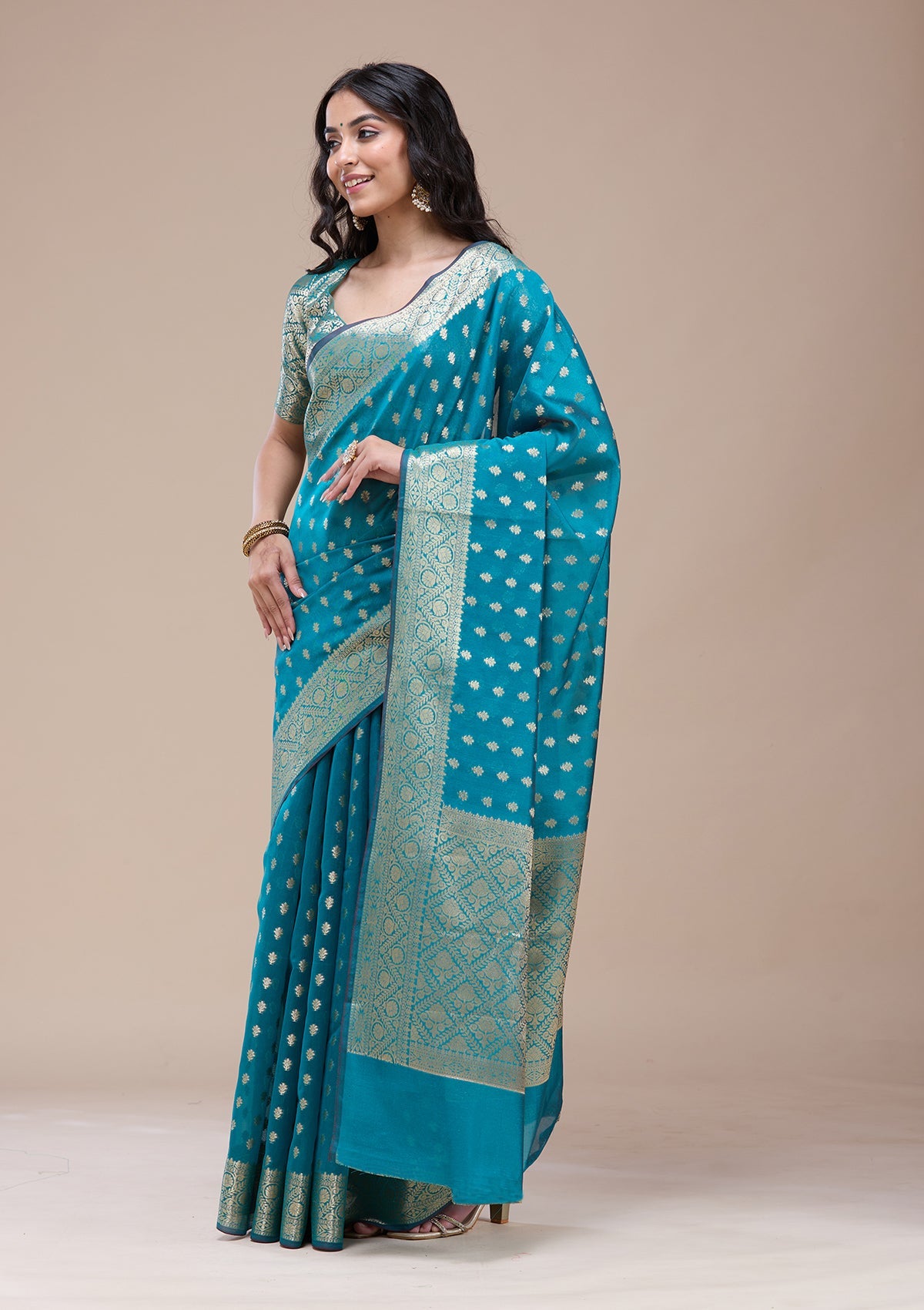 Rama Green Banarasi Silk Saree-koskii