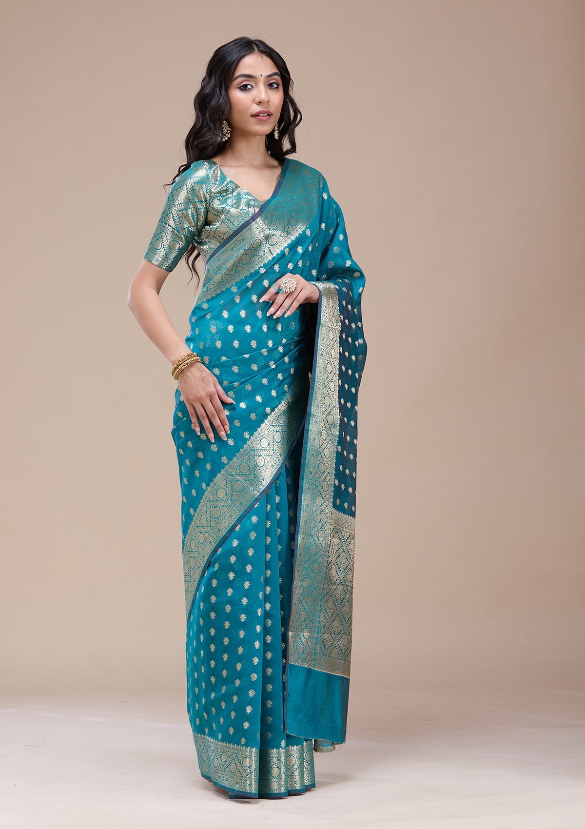 Rama Green Banarasi Silk Saree-koskii