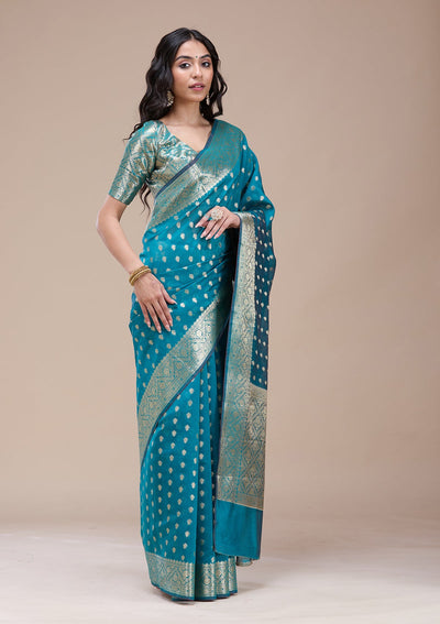 Rama Green Banarasi Silk Saree-koskii