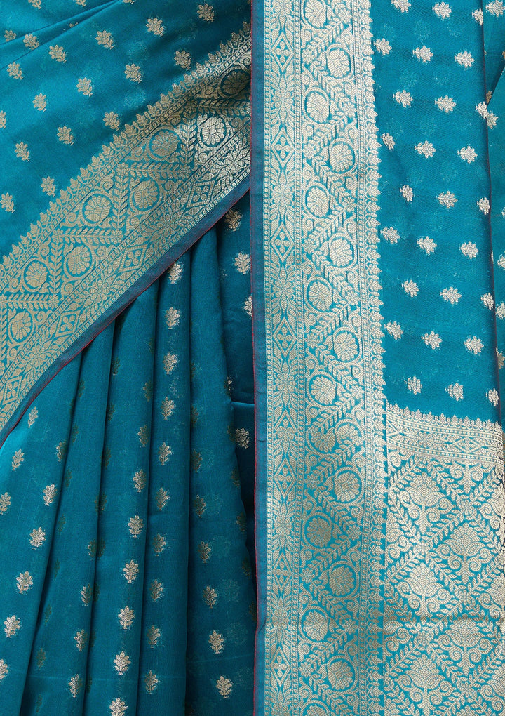 Rama Green Banarasi Silk Saree-koskii
