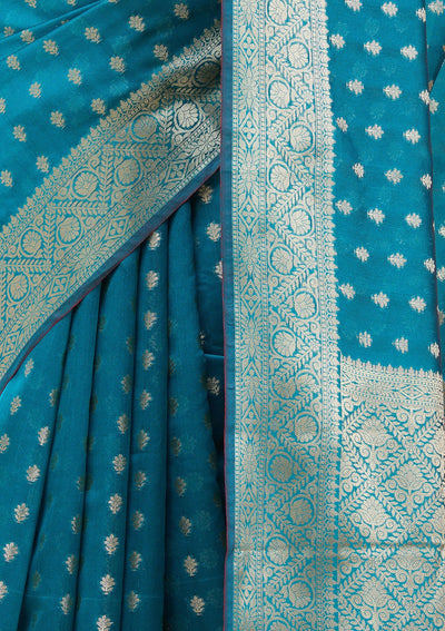 Rama Green Banarasi Silk Saree-koskii