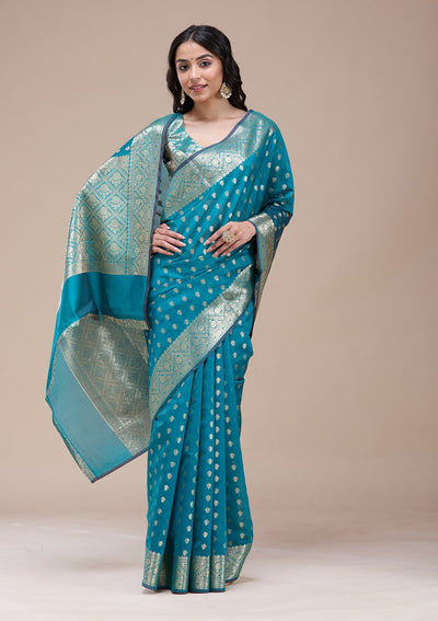 Rama Green Banarasi Silk Saree-koskii