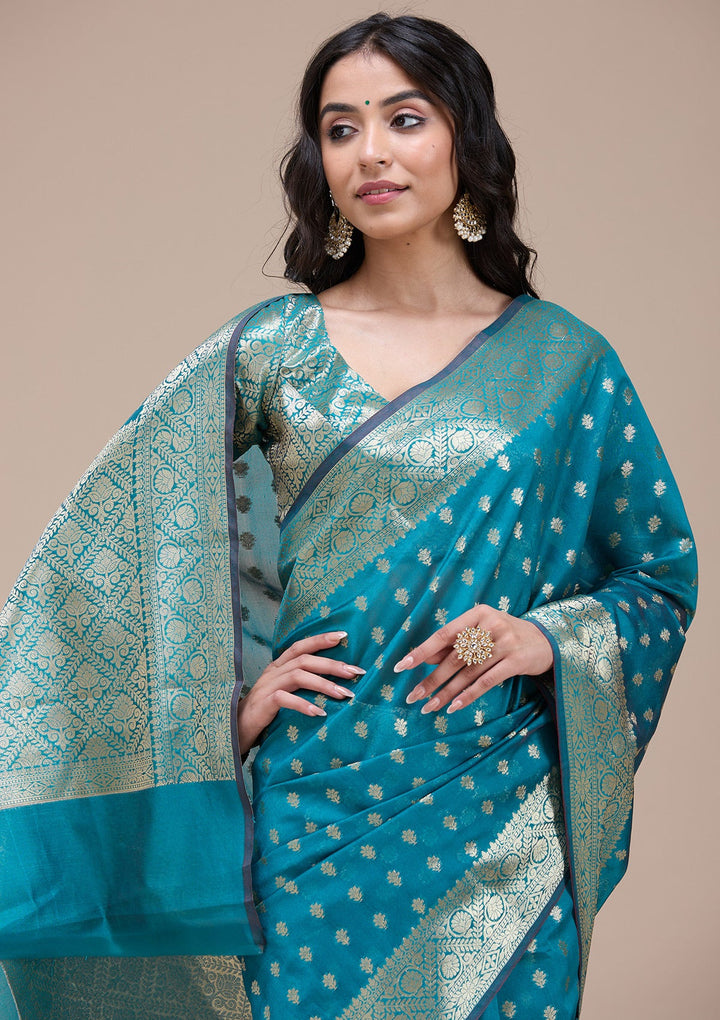 Rama Green Banarasi Silk Saree-koskii