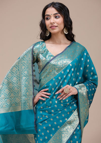 Rama Green Banarasi Silk Saree-koskii