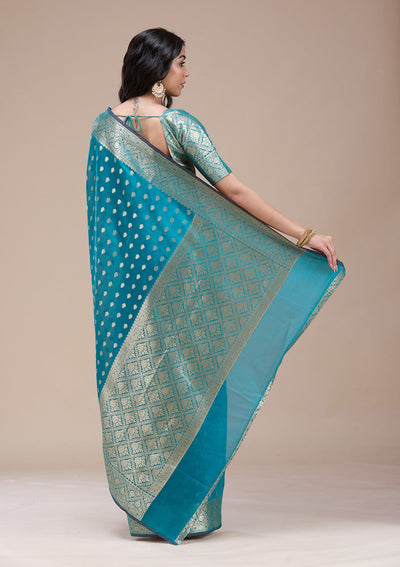 Rama Green Banarasi Silk Saree-koskii