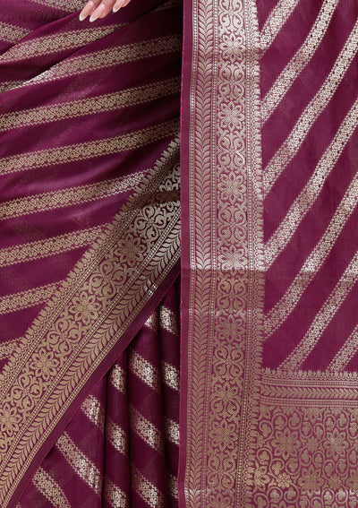 Brown  Zariwork (Gold) Banarasi Silk Saree-koskii