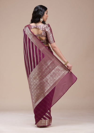 Brown  Zariwork (Gold) Banarasi Silk Saree-koskii