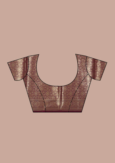 Brown  Zariwork (Gold) Banarasi Silk Saree-koskii