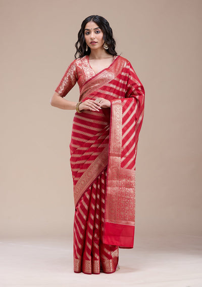 Red Zariwork (Gold) Banarasi Silk Saree-koskii