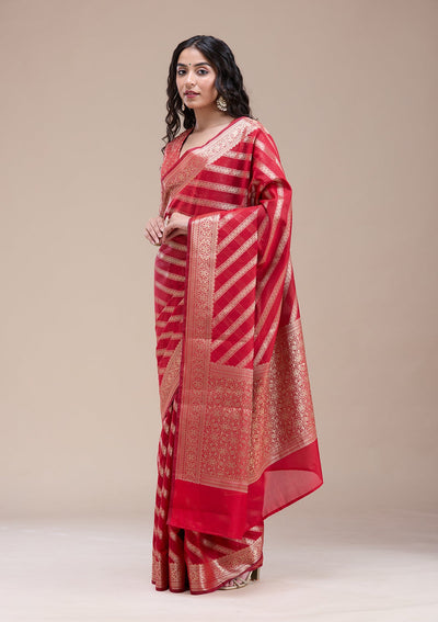Red Zariwork (Gold) Banarasi Silk Saree-koskii