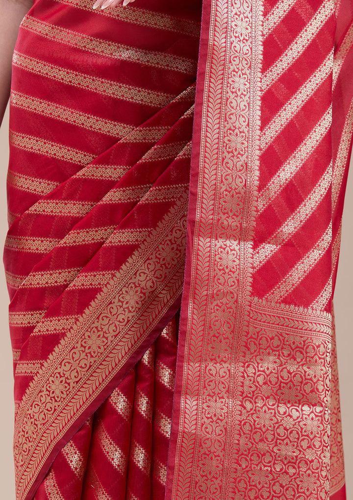 Red Zariwork (Gold) Banarasi Silk Saree-koskii