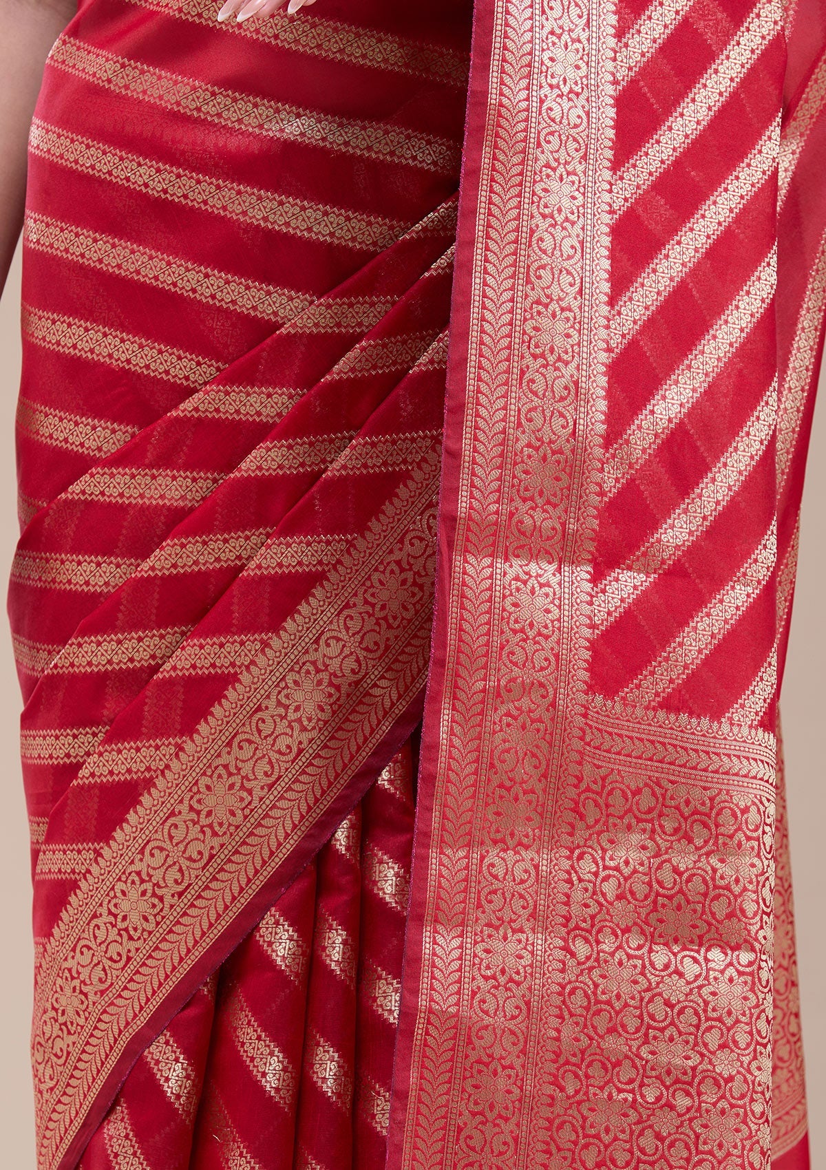 Red Zariwork (Gold) Banarasi Silk Saree-koskii