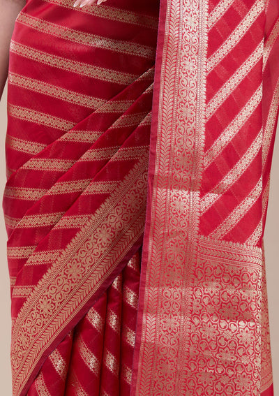 Red Zariwork (Gold) Banarasi Silk Saree-koskii