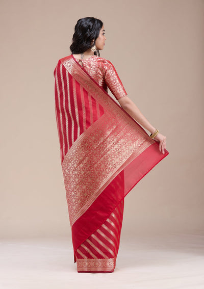 Red Zariwork (Gold) Banarasi Silk Saree-koskii
