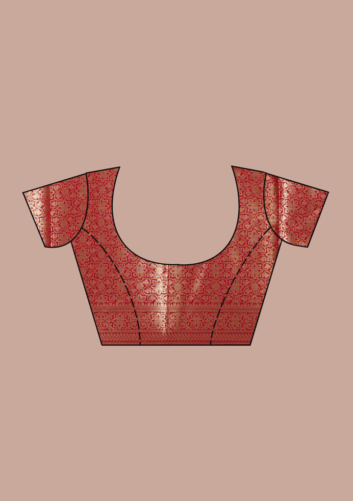Red Zariwork (Gold) Banarasi Silk Saree-koskii