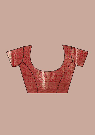 Red Zariwork (Gold) Banarasi Silk Saree-koskii