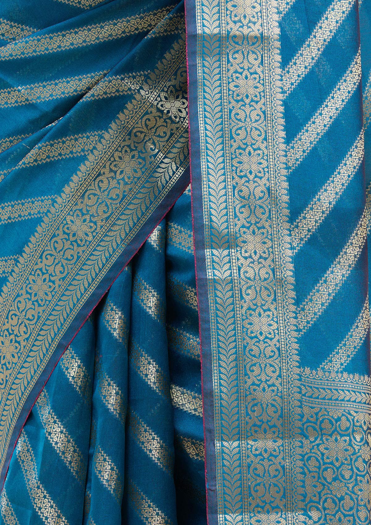 Royal Blue Zariwork (Gold) Banarasi Silk Saree-koskii