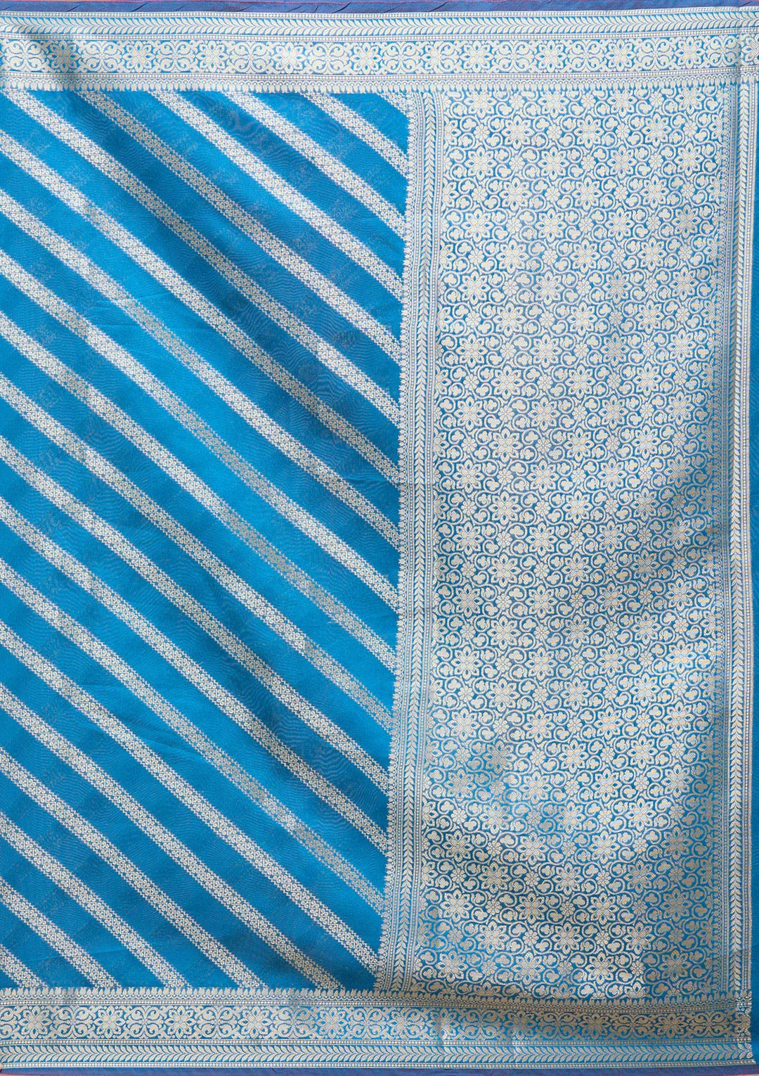 Royal Blue Zariwork (Gold) Banarasi Silk Saree-koskii