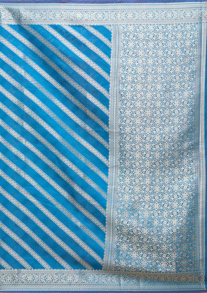 Royal Blue Zariwork (Gold) Banarasi Silk Saree-koskii