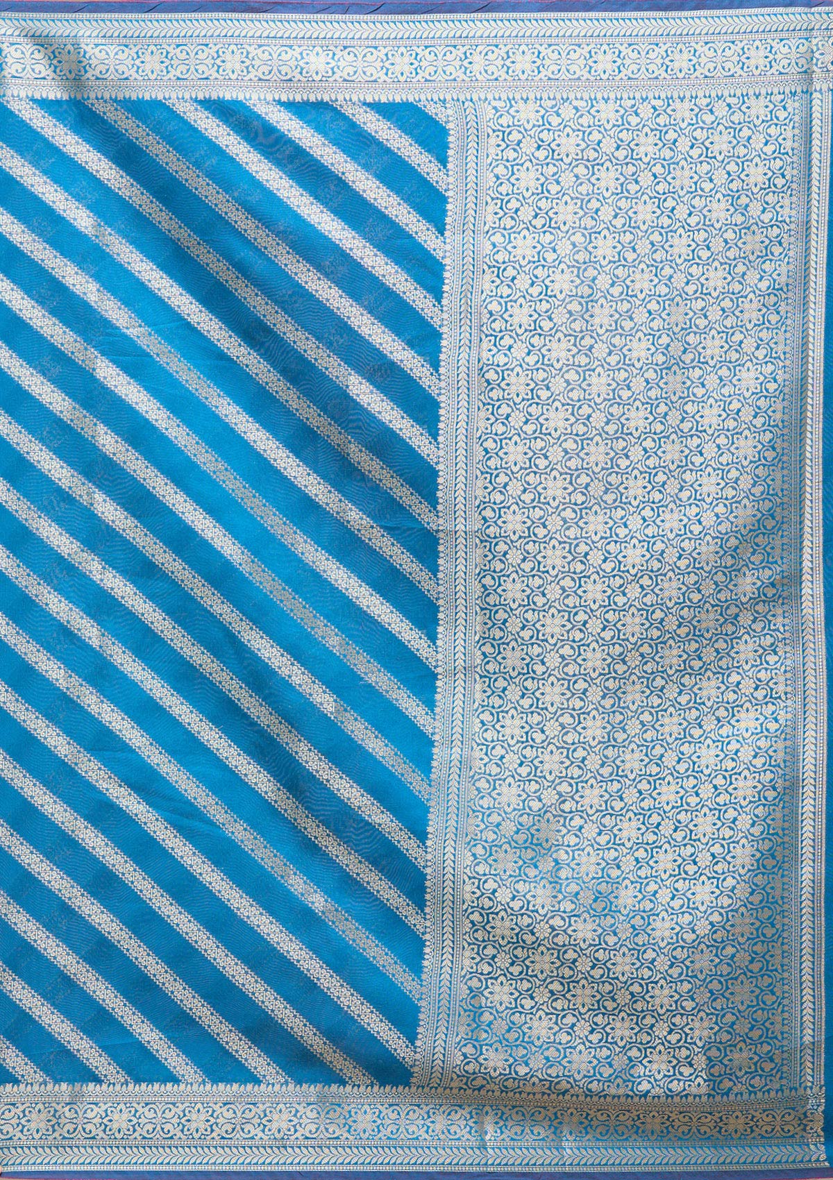 Royal Blue Zariwork (Gold) Banarasi Silk Saree-koskii