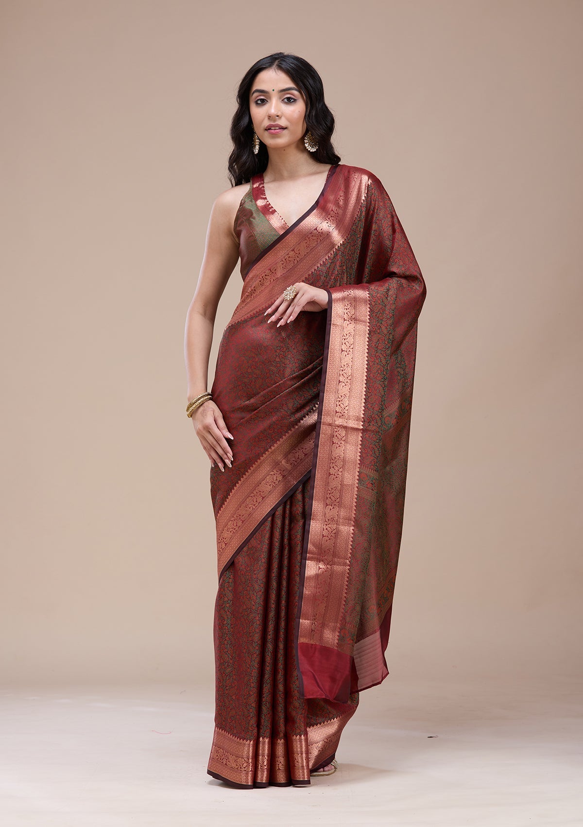 Orange Zariwork (Gold) Banarasi Silk Saree-koskii