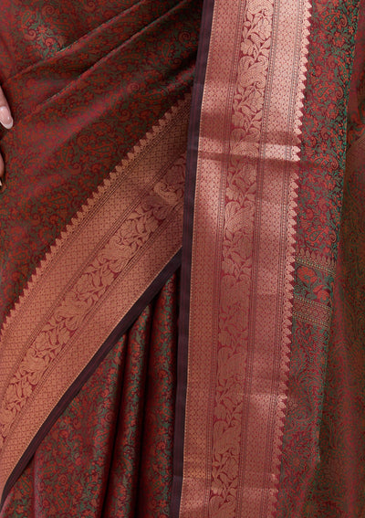 Orange Zariwork (Gold) Banarasi Silk Saree-koskii