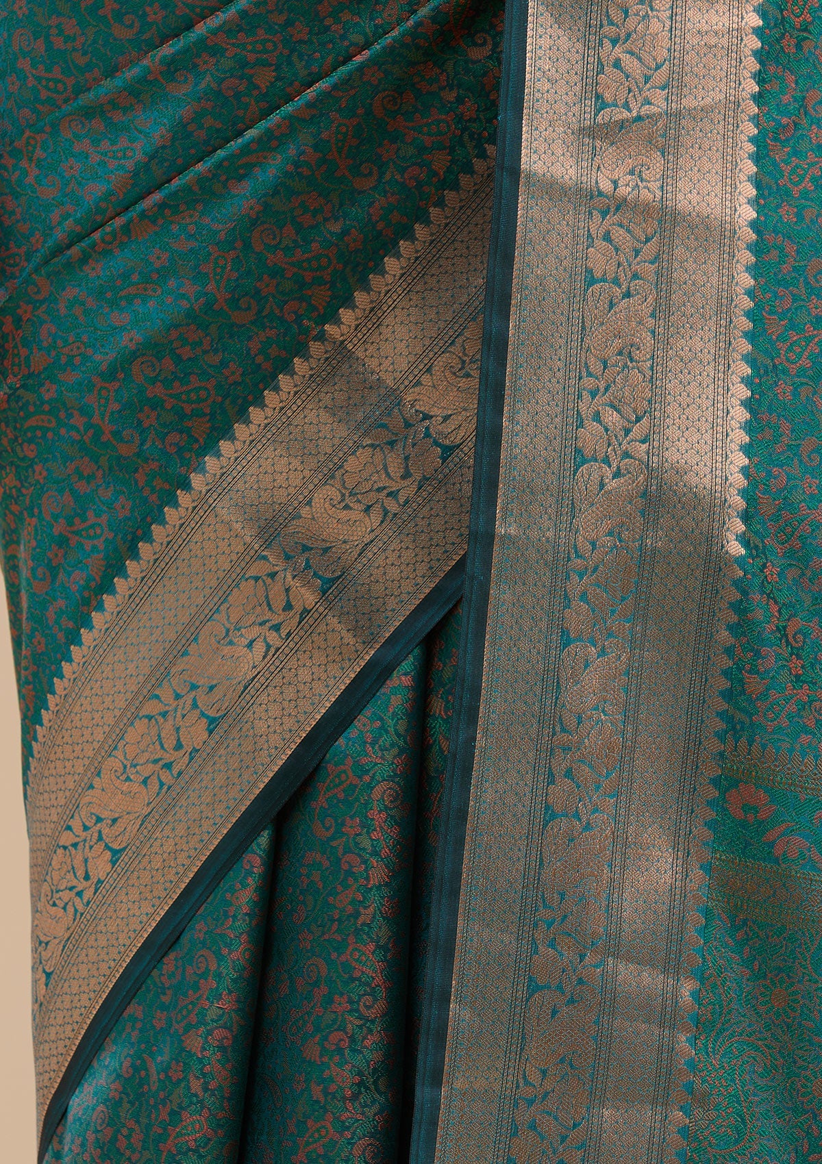 Rama Green Zariwork (Gold) Banarasi Silk Saree-koskii