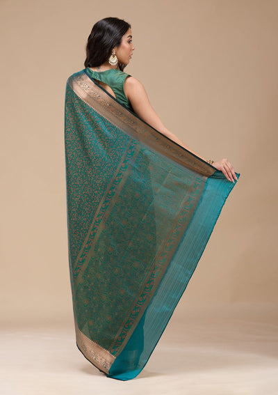 Rama Green Zariwork (Gold) Banarasi Silk Saree-koskii