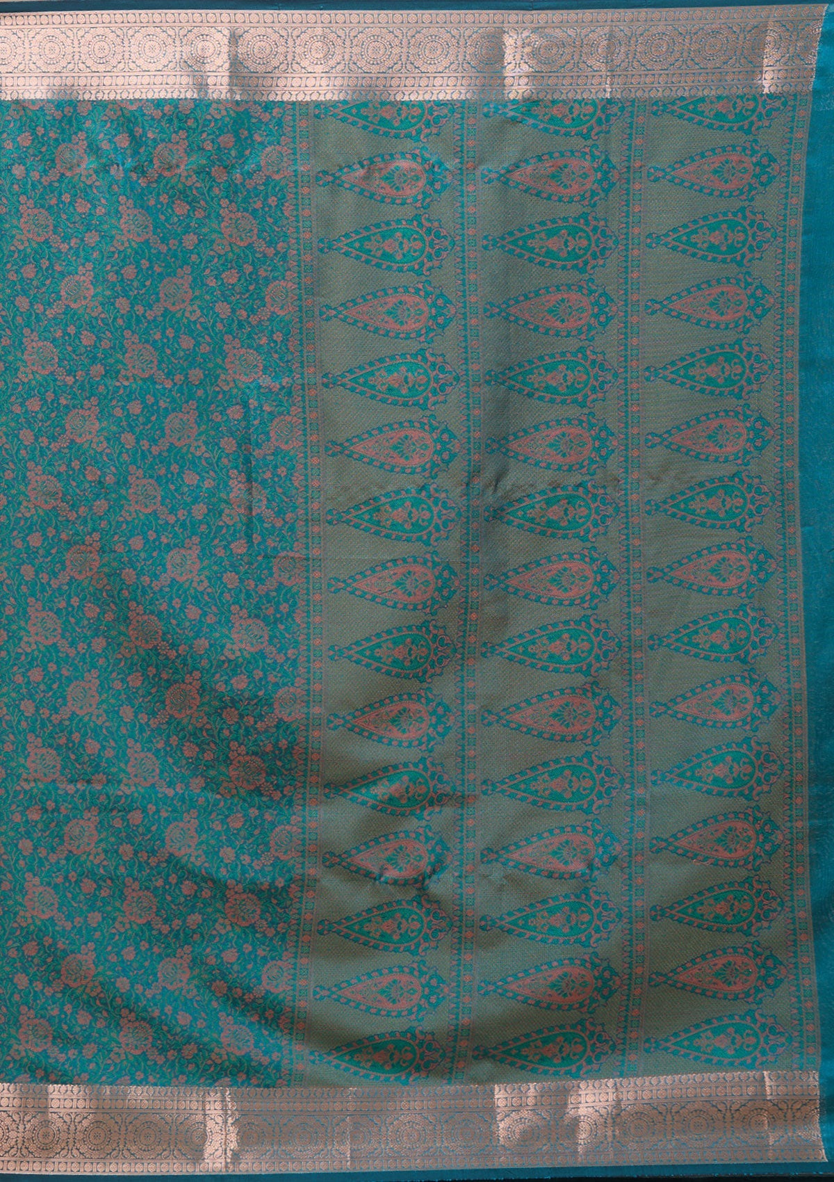 Bottle Green Zariwork (Gold) Banarasi Silk Saree-koskii