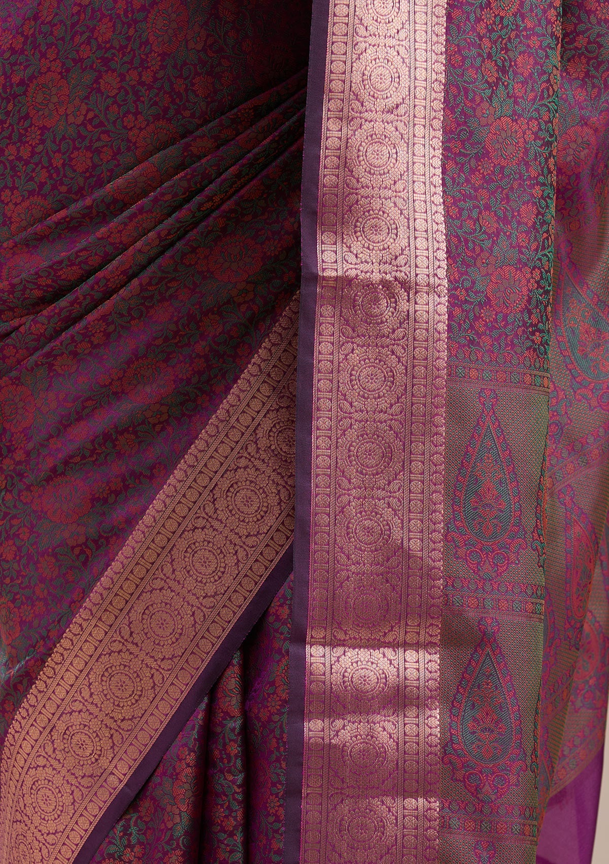 Purple Zariwork (Gold) Banarasi Silk Saree-koskii