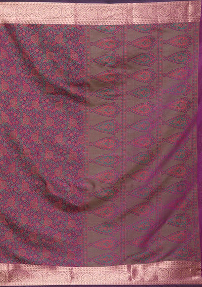 Purple Zariwork (Gold) Banarasi Silk Saree-koskii