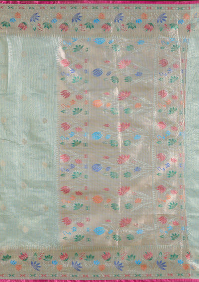 Sea Green  Zariwork (Gold) Banarasi Silk Saree-koskii