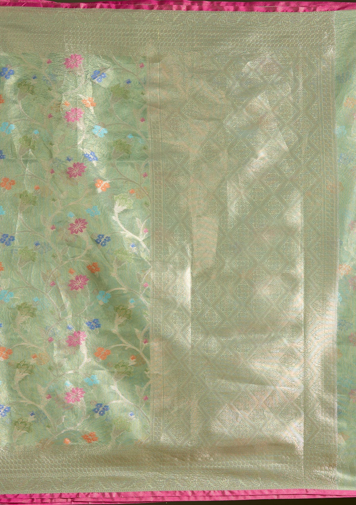 Pista Green  Zariwork (Gold) Banarasi Silk Saree-koskii