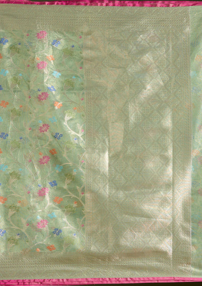 Pista Green  Zariwork (Gold) Banarasi Silk Saree-koskii