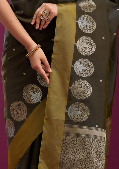 Mehendi Zariwork (Gold) Silk Saree-Koskii