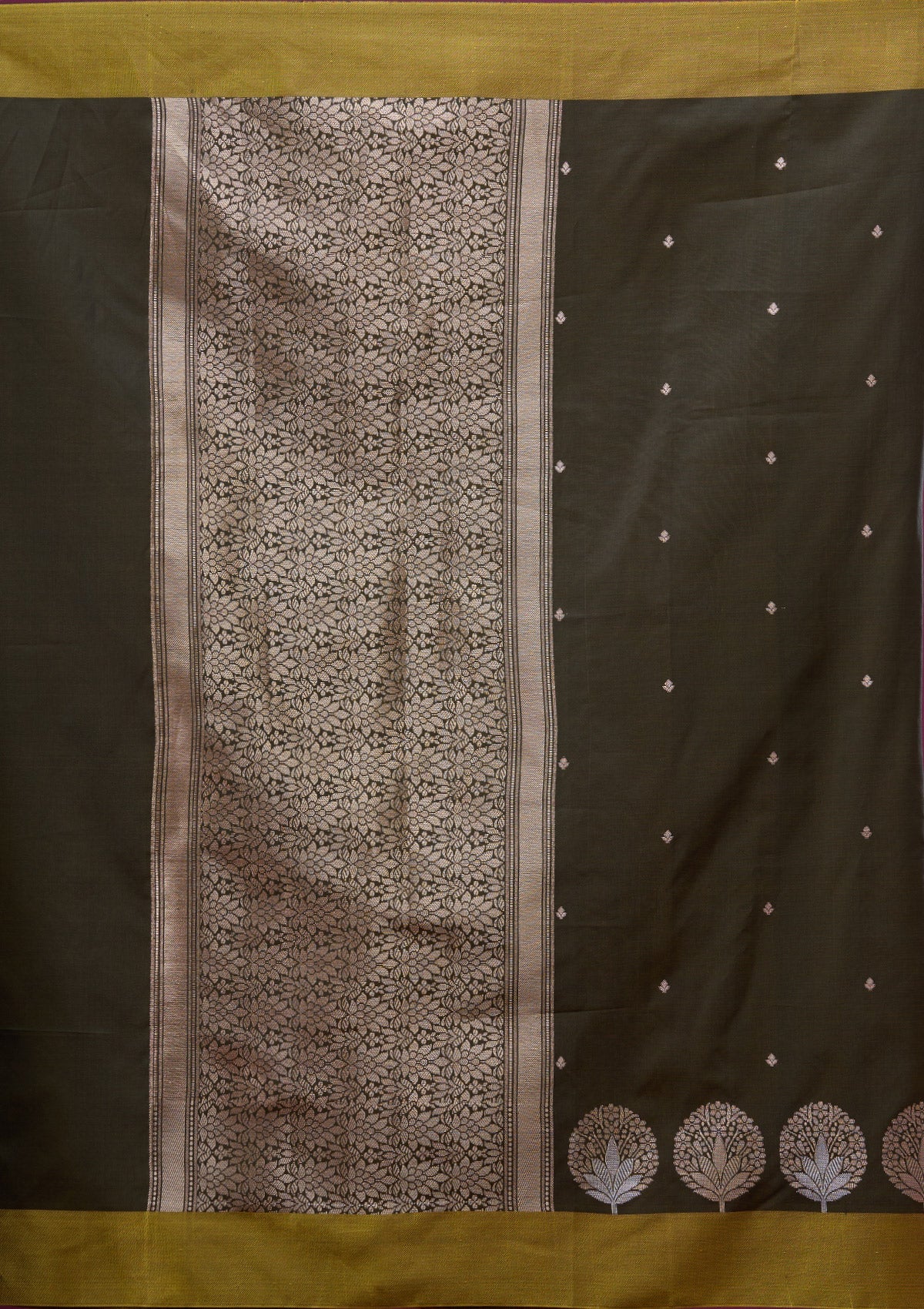 Mehendi Zariwork (Gold) Silk Saree-Koskii