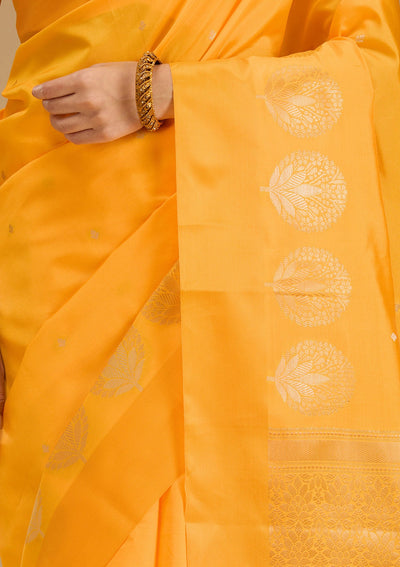 Mustard Zariwork (Gold) Silk Saree-Koskii