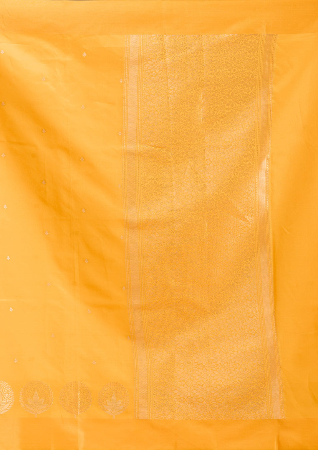 Mustard Zariwork (Gold) Silk Saree-Koskii