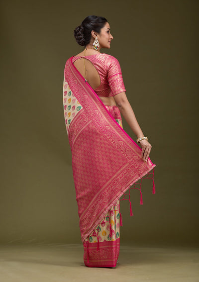 Magenta Pink Zariwork (Gold) Silk Silk_Saree-koskii